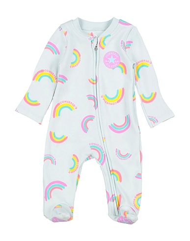 CONVERSE Grenouillère bébé  PRINTED FOOTED COVERALL Bleu ciel 60% Coton, 40% Polyester