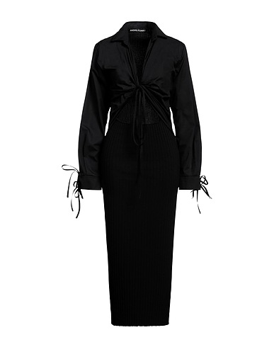 ANDREĀDAMO Long dress Black 50% Cotton, 40% Viscose, 6% Polyester, 3% Polyamide, 1% Elastane