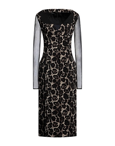 CLIPS Midi dress Black 60% Cotton, 28% Polyamide, 9% Polyester, 3% Elastane