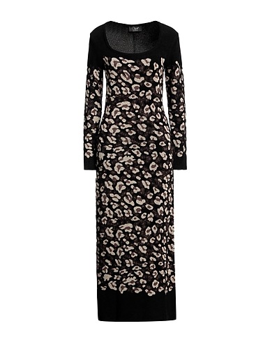 CLIPS Long dress Black 66% Viscose, 26% Polyamide, 8% Polyester