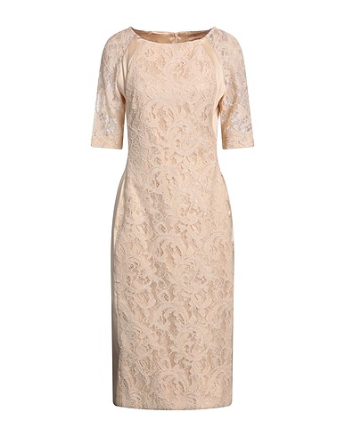 CLIPS Midi dress Beige 85% Polyester, 13% Polyamide, 2% Elastane, Cotton