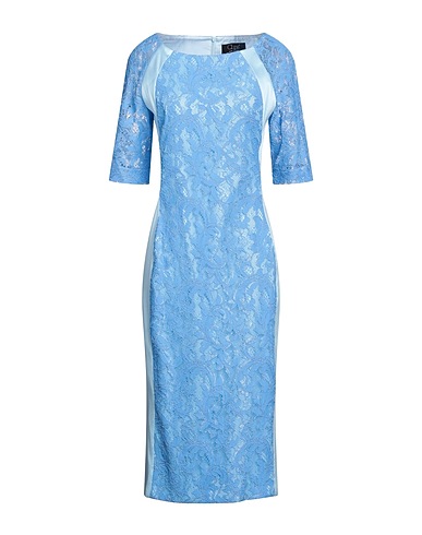 CLIPS Midi dress Light blue 85% Polyester, 13% Polyamide, 2% Elastane, Cotton