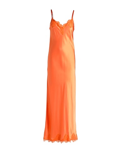 PINK MEMORIES Long dress Orange 95% Viscose, 5% Elastane, Cotton, Polyamide