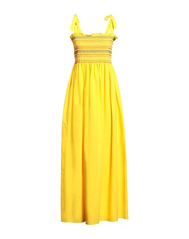 CALIBAN Long dress Yellow 97% Cotton, 3% Elastane