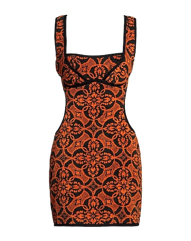 MARINE SERRE Short dress Orange 100% Cotton, Polyester, Viscose, Cupro