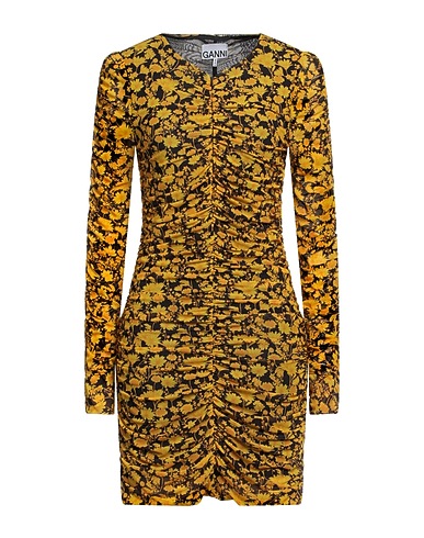 GANNI Short dress Yellow 91% Recycled polyamide, 9% Elastane