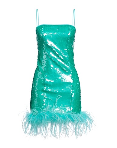 GIUSEPPE DI MORABITO Short dress Turquoise 100% PES - Polyethersulfone, Ostrich feathers