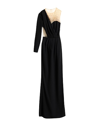 ELISABETTA FRANCHI Long dress Black 100% Polyester, Polyamide