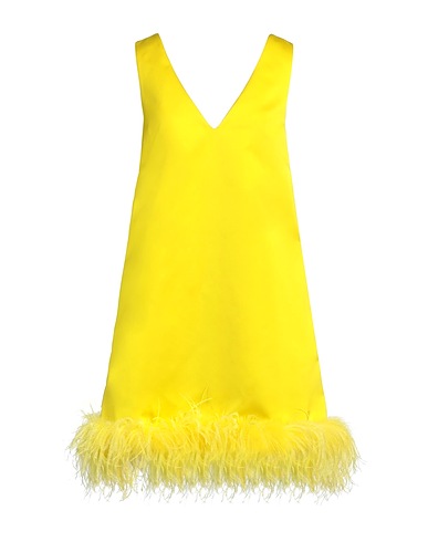 P.A.R.O.S.H. Elegant dress Yellow 100% Polyester, Turkey feathers, Ostrich feathers