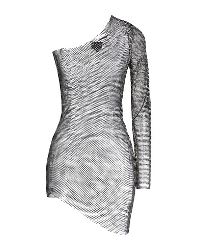 SANTA BRANDS Short dress Black 50% Glass, 30% Polyester, 20% Cotton