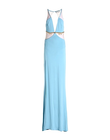 ELISABETTA FRANCHI Long dress Sky blue 95% Viscose, 5% Elastane, Polyamide