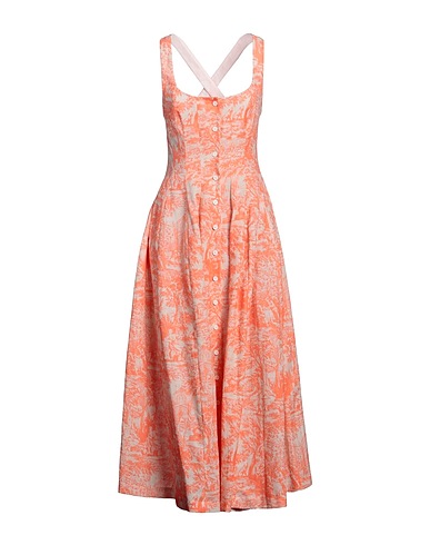PHILOSOPHY di LORENZO SERAFINI Long dress Orange 51% Linen, 49% Cotton