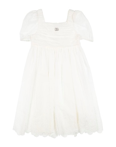 DOLCE&GABBANA Dress BIANCO 90% Cotton, 10% Polyester, Brass, Crystal
