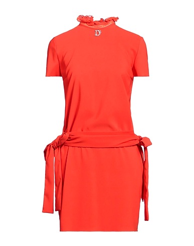 DSQUARED2 Sheath dress Tomato red 94% Polyester, 6% Elastane, Silk