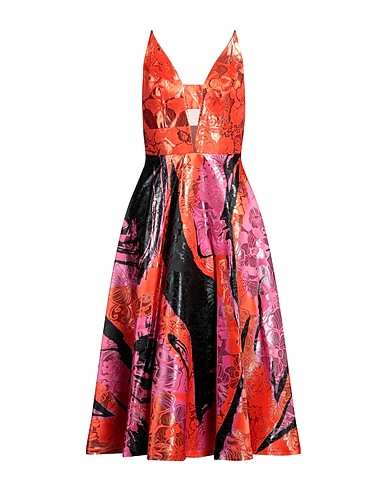 MISCHALIS ATELIER Midi dress Orange 80% PES - Polyethersulfone, 20% Metallic fiber