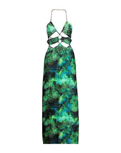4GIVENESS Long dress Green 82% Polyester, 18% Elastane