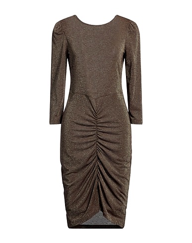 MOMONÍ Vestito midi Bronzo 60% Poliestere, 22% Viscosa, 13% Poliammide, 5% Elastan