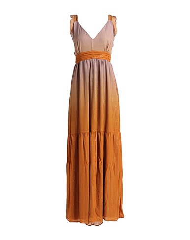 DIXIE Long dress MARRONE 99% Viscose, 1% Polyamide