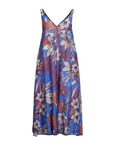 SHIRTAPORTER ひざ丈ワンピース ブルー コットン 70% / シルク 30%