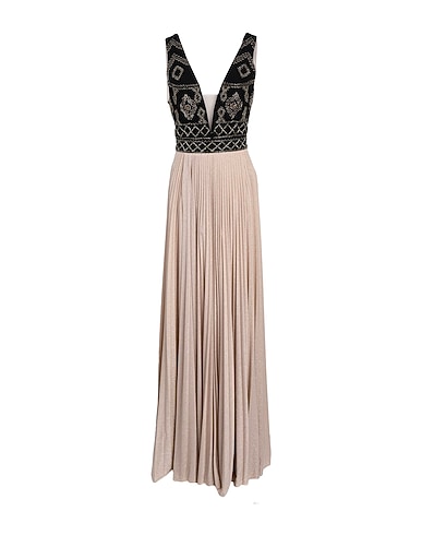 ELISABETTA FRANCHI Long dress Beige 100% Polyamide, Viscose, Polyester, Elastane