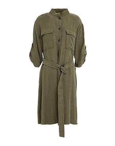 WOOLRICH Vestito chemisier Verde militare 74% Viscosa, 26% Lino