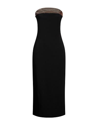 GENNY Midi dress Black 90% Polyester, 10% Elastane
