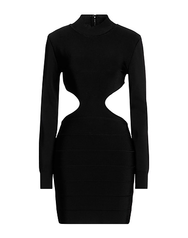 HERVÉ LÉGER Robe courte Noir 90% Rayonne recyclée, 9% Nylon, 1% Élasthanne
