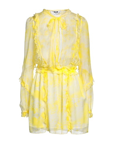 MSGM Short dress Yellow 100% Silk
