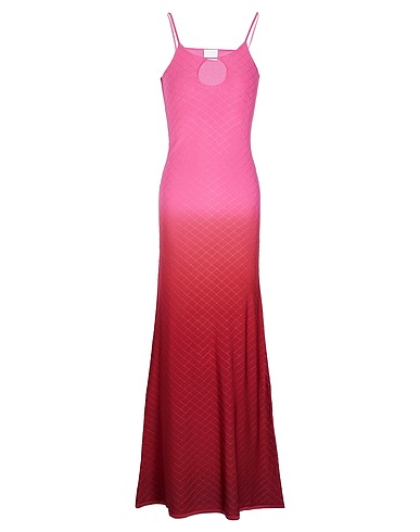 8 by YOOX Long dress VISCOSE BLEND BRIGHT JACQUARD MAXI DRESS
 Pink 77% Viscose, 23% Recycled polyamide