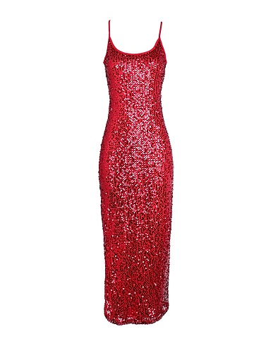 TOPSHOP Midi dress Red 95% Nylon, 5% Metallic fiber