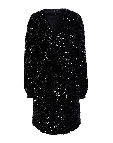 VERO MODA Kurzes Kleid Schwarz 98% Polyester, 2% Elastan