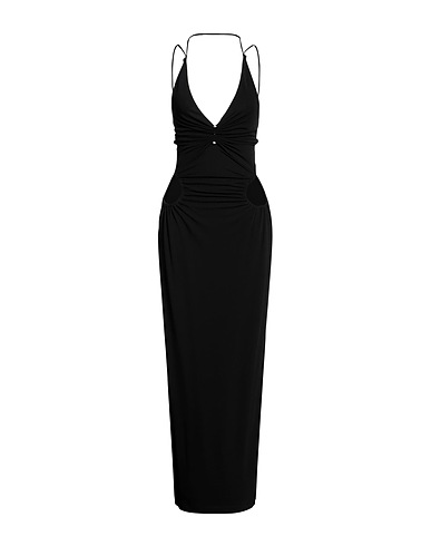 DION LEE Long dress Black 72% Viscose, 28% Polyester