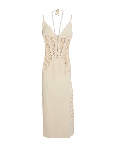 DION LEE Midi-Kleid Beige 64% Baumwolle, 36% Nylon, Viskose, Polyester, Elastan