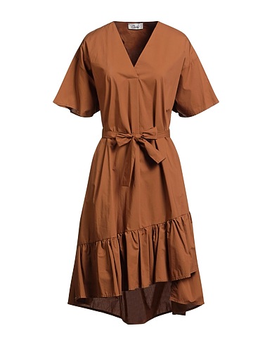 CROCHÈ Short dress Brown 100% Cotton
