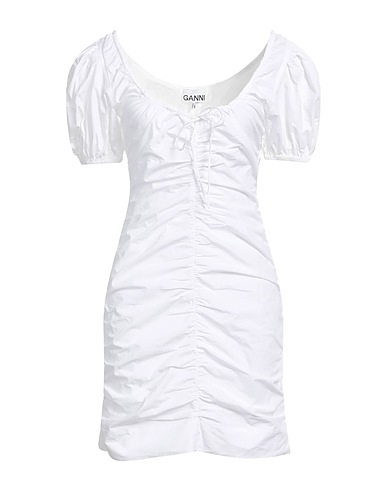 GANNI Short dress White 100% Organic cotton