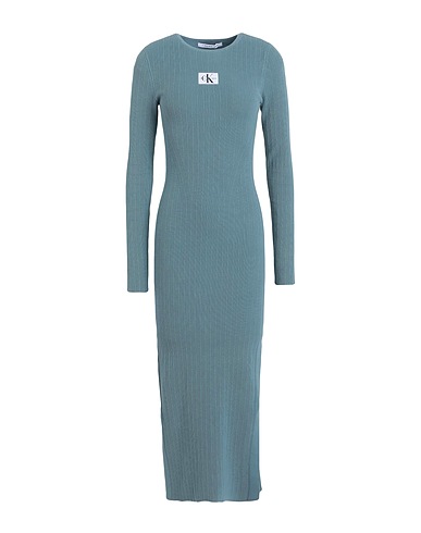 CALVIN KLEIN JEANS Midi dress Pastel blue 80% Cotton, 17% Polyamide, 3% Elastane
