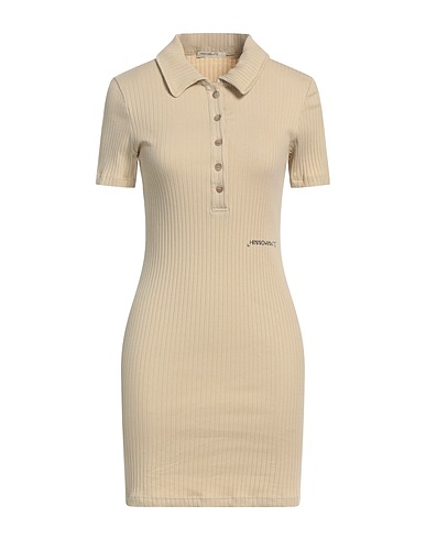HINNOMINATE Kurzes Kleid Beige 95% Baumwolle, 5% Elastan, Polyester