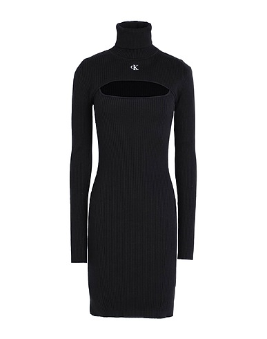 CALVIN KLEIN JEANS Sheath dress Black 80% Cotton, 17% Polyamide, 3% Elastane