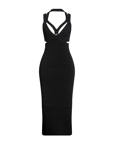 DION LEE Long dress Black 47% Viscose, 29% Nylon, 12% Polyester, 8% Cotton, 4% Elastane