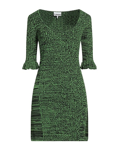 GANNI Short dress Green 55% Rayon, 29% Polyamide, 16% Elastane