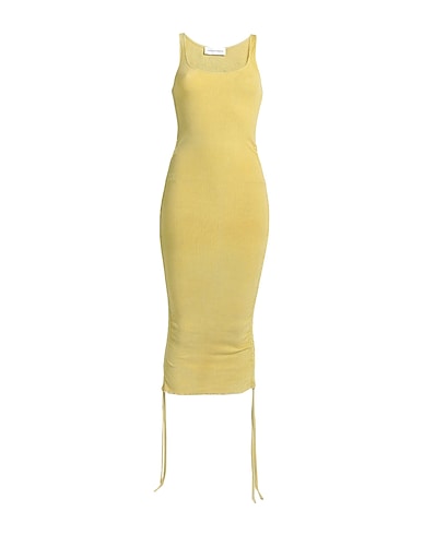 FAITH CONNEXION Midi dress Lime green 96% Cotton, 4% Elastane