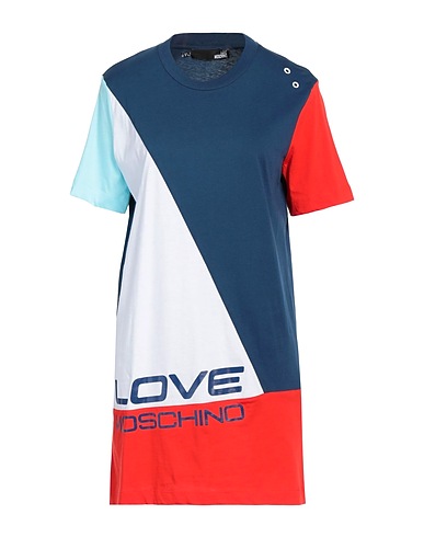 LOVE MOSCHINO Short dress Navy blue 100% Cotton, Elastane