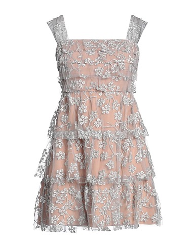 SELF-PORTRAIT Short dress Light grey 100% Polyamide, Polyester, Metallic fiber, Elastane