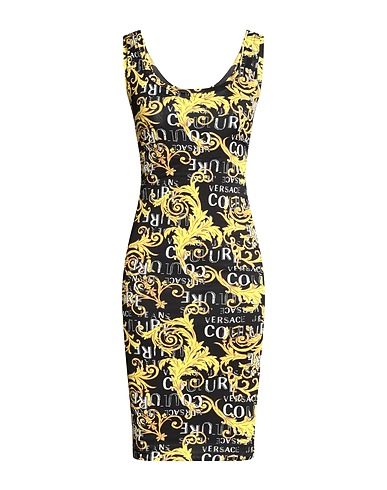 VERSACE JEANS COUTURE Midi dress Black 96% Polyester, 4% Elastane
