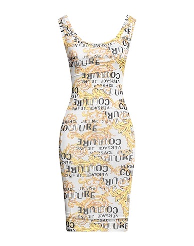 VERSACE JEANS COUTURE Midi-Kleid Weiß 96% Polyester, 4% Elastan