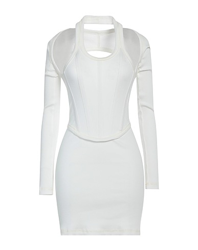 DION LEE Short dress Ivory 98% Organic cotton, 2% Elastane