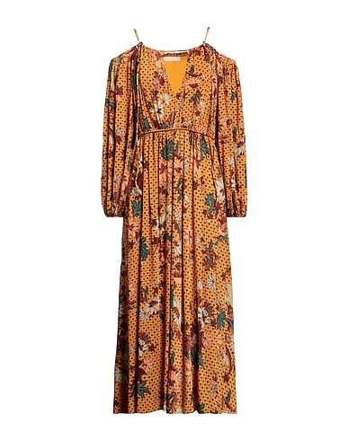 ULLA JOHNSON Long dress Mustard 91% Rayon, 9% Elastane, Polyester