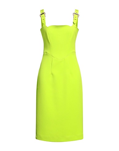 VERSACE JEANS COUTURE Midi dress Lime green 95% Polyester, 5% Elastane