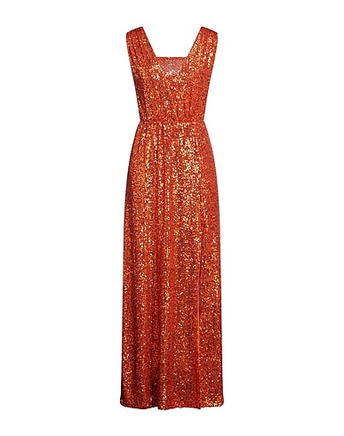 NENETTE Long dress Orange 100% Polyester, Elastane
