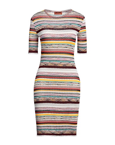 MISSONI Sheath dress Chocolate brown 66% Viscose, 15% Cotton, 10% Polyamide, 5% Wool, 4% Polyester